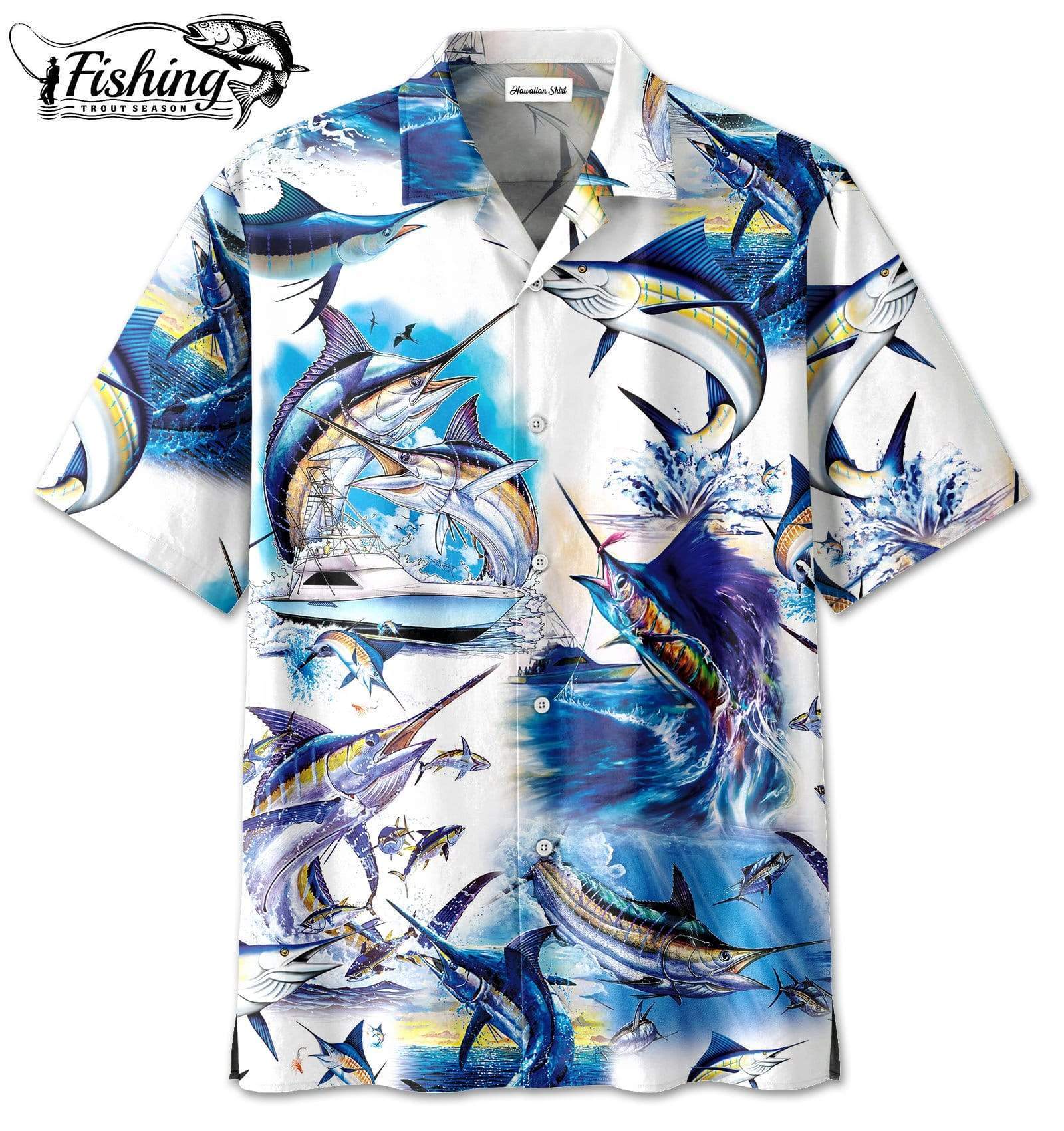 Amazing Marlin Fish Unisex Hawaiian Aloha Shirts #24521DH