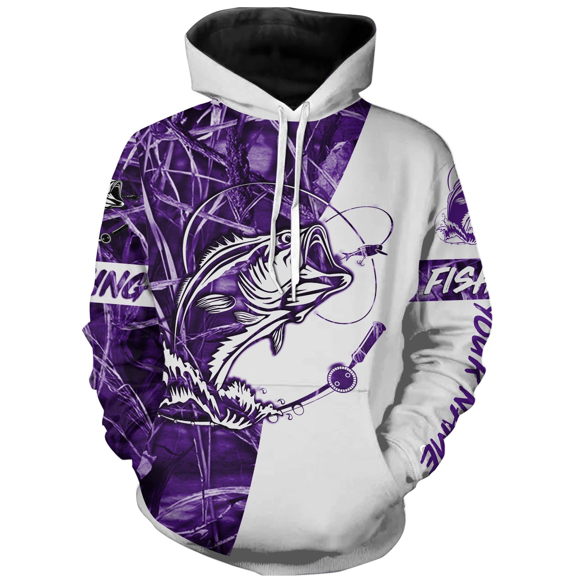 Personalized Fishing Tattoo Full Printing Purple Fishing Shirt Hoodie Hoodie