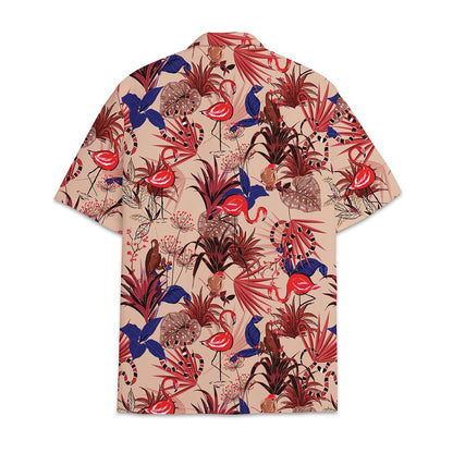 Hawaiian Shirt Tropical Flower And Leaf Combined With Flamingo Shirt