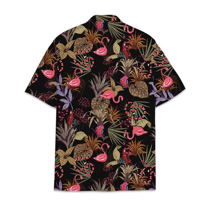 Hawaiian Shirt Tropical Flower And Leaf Combined With Flamingo Shirt