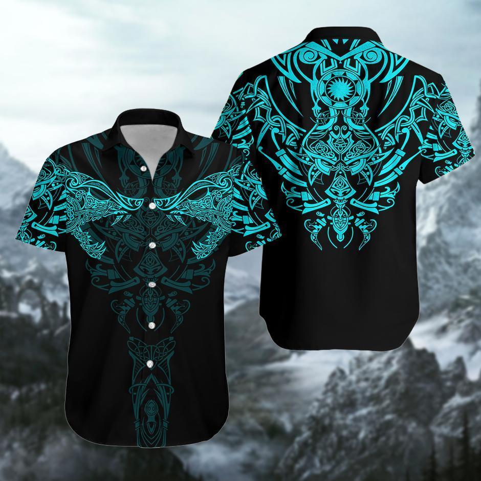 Viking Wolf Turquoise Hawaiian Shirt