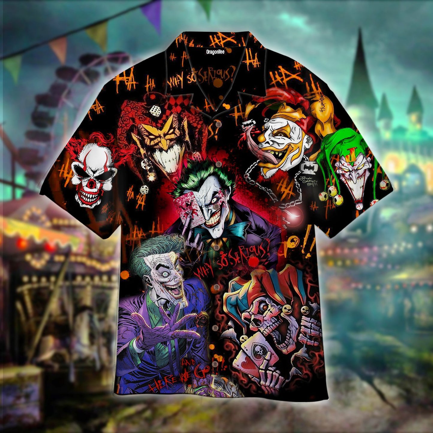 OragonTee Crazy Clown Halloween Hawaiian Shirt | For Men & Women | Adult | HW4525