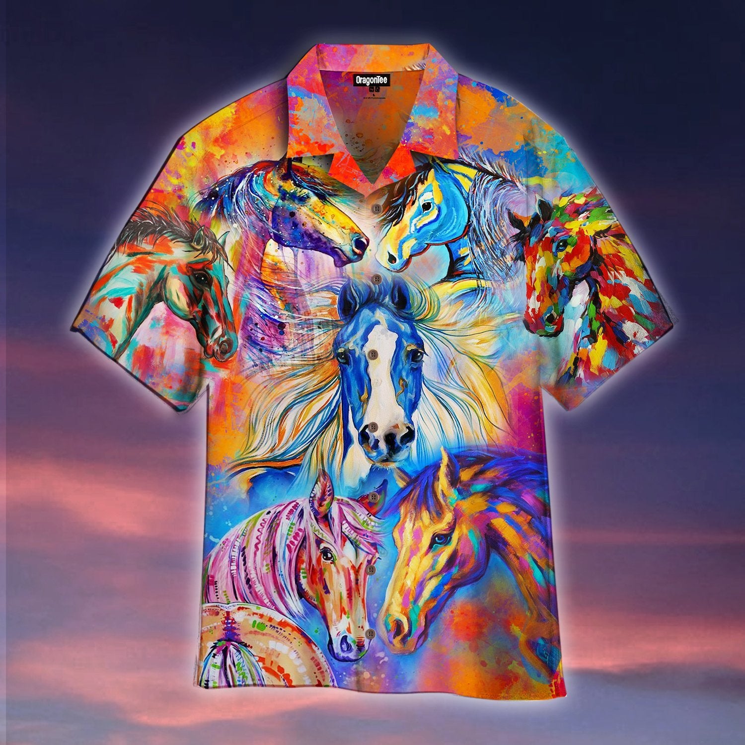 OragonTee Colorful Horse Hawaiian Shirt | For Men & Women | Adult | HW4660