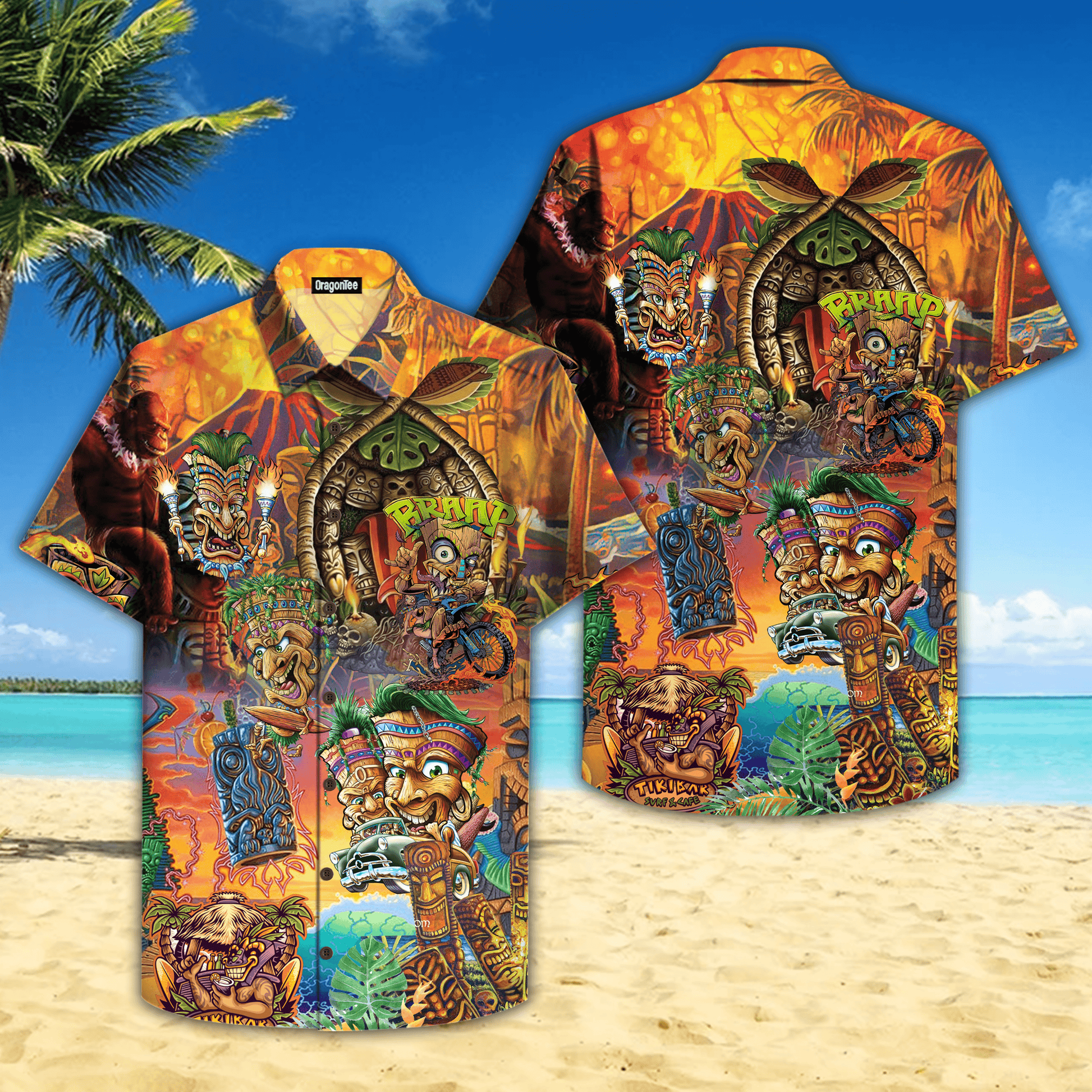 OragonTee Aloha Tiki Funny Hawaiian Shirt | For Men & Women | Adult | HW4661