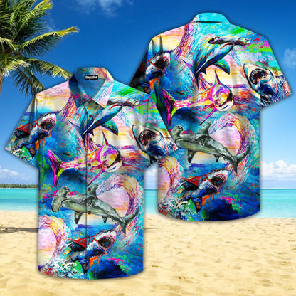 OragonTee Colorful Sharks World Hawaiian Shirt | For Men & Women | Adult | HW4689