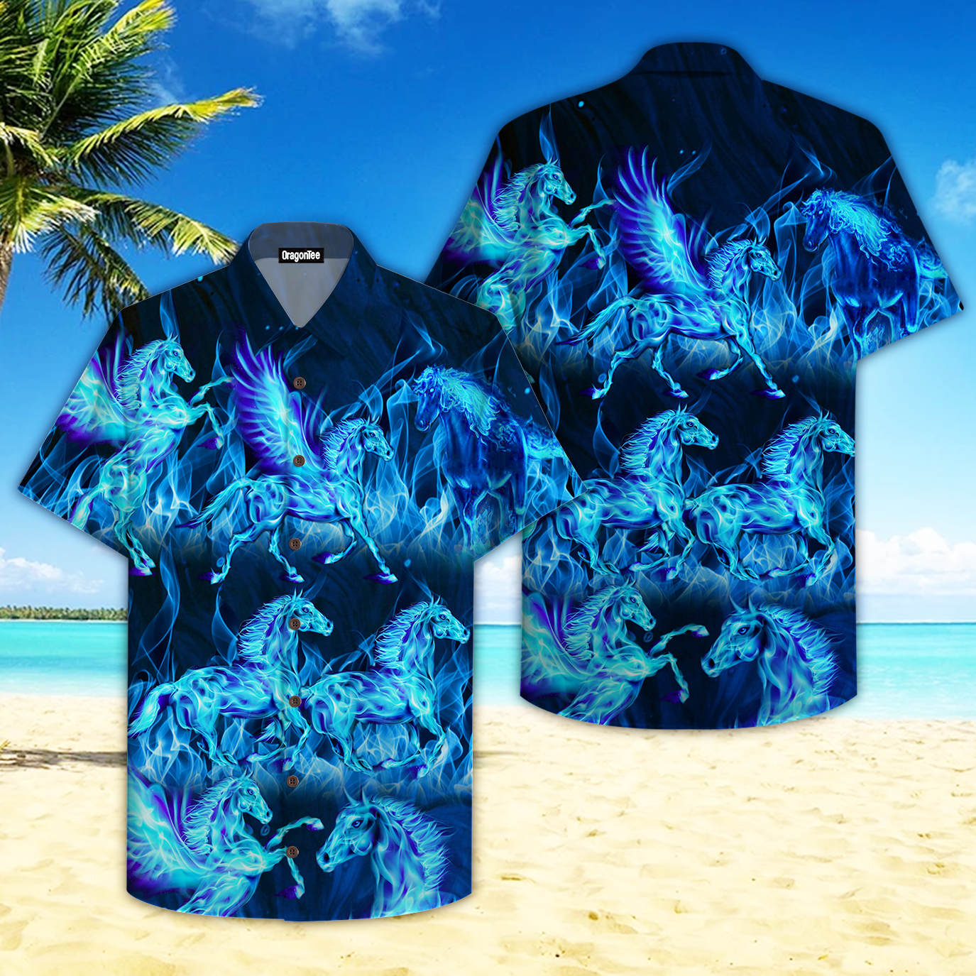 OragonTee Thunder Water Horse Hawaiian Shirt | For Men & Women | Adult | HW4699