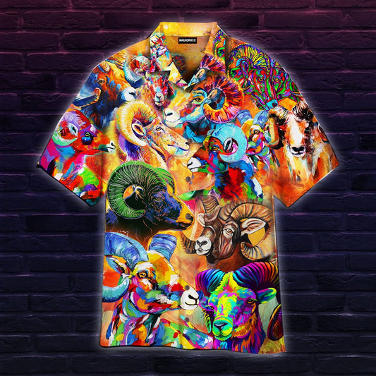 Colorful Bighorn Sheep Painting Hawaiian Shirt | For Men & Women | Adult | HW4708