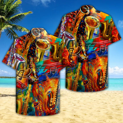 OragonTee Colorful Saxophone Music Hawaiian Shirt | For Men & Women | Adult | HW4728