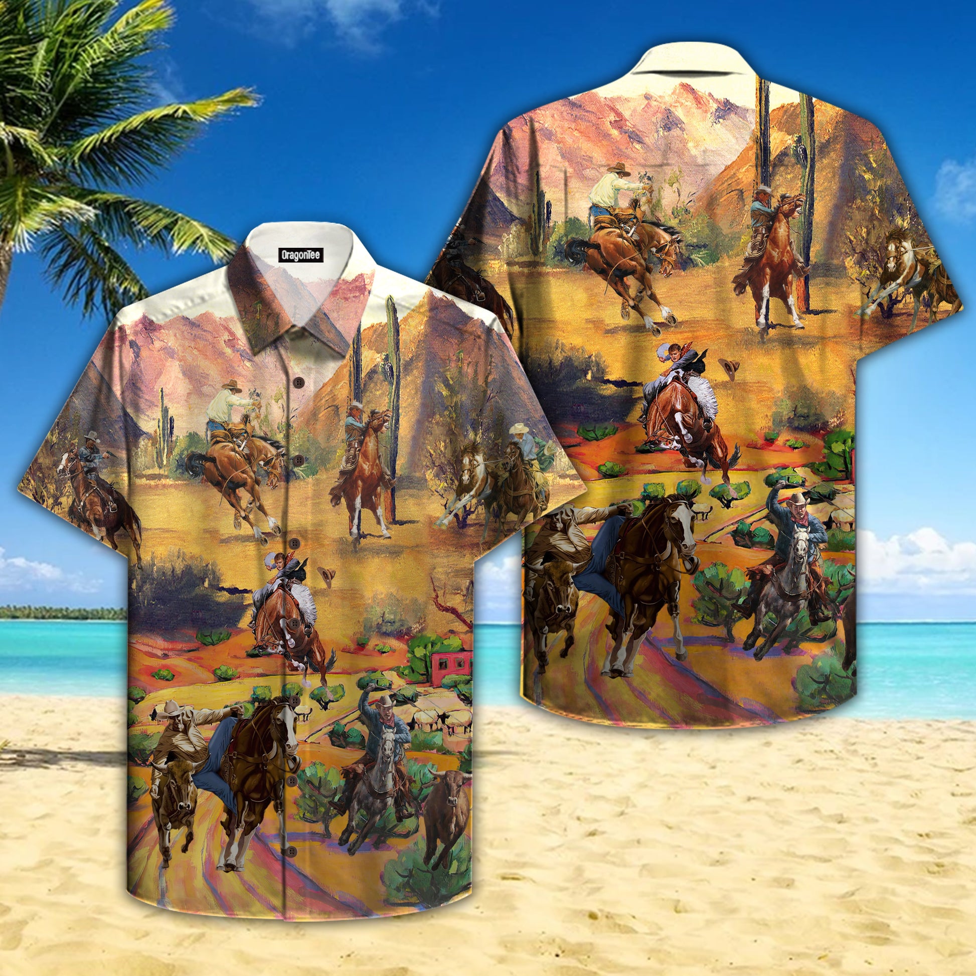 OragonTee Horse Riding Cowboy Hawaiian Shirt | For Men & Women | Adult | HW4753