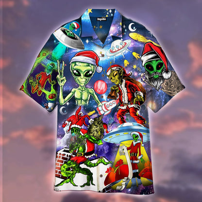 OragonTee Alien Santas Christmas In The Galaxy Hawaiian Shirt | For Men & Women | Adult | HW4762