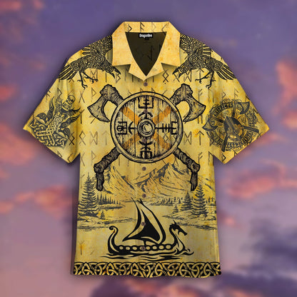 OragonTee Viking Tatoo Thors Hammer Hawaiian Shirt | For Men & Women | Adult | HW4774