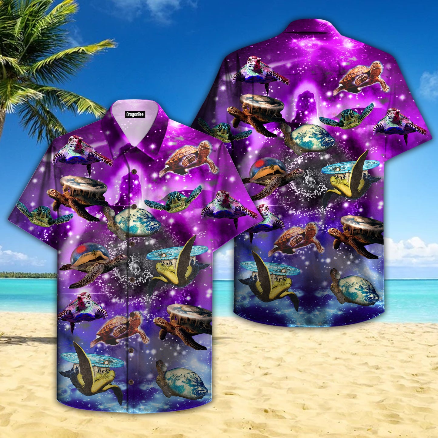 OragonTee Sea Turtle In Outer Space Galaxy Hawaiian Shirt | For Men & Women | Adult | HW4783