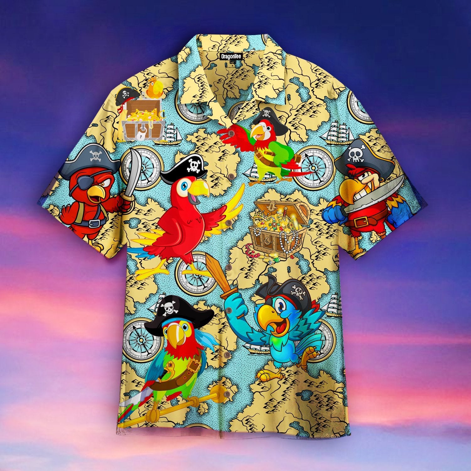 OragonTee Amazing Pirate Parrots Hawaiian Shirt | For Men & Women | Adult | HW4854