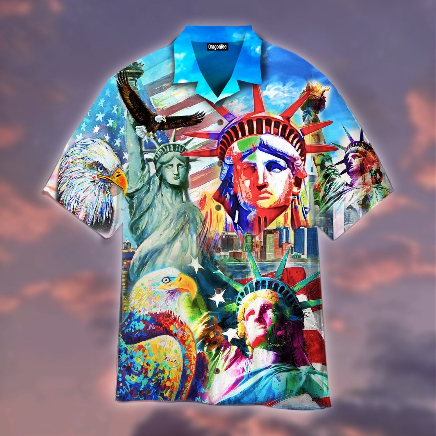 OragonTee Amazing Colorful Statue Of Liberty Hawaiian Shirt | For Men & Women | Adult | HW4861