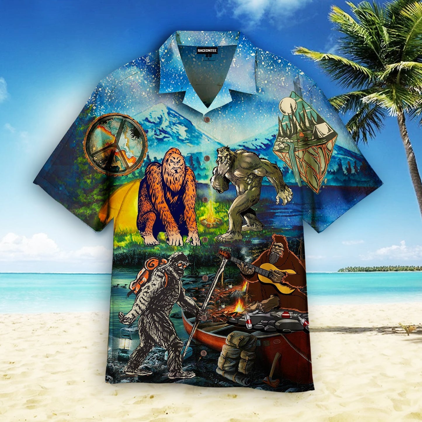 Camping With Bigfoot Hawaiian Shirt | For Men & Women | Adult | HW4911