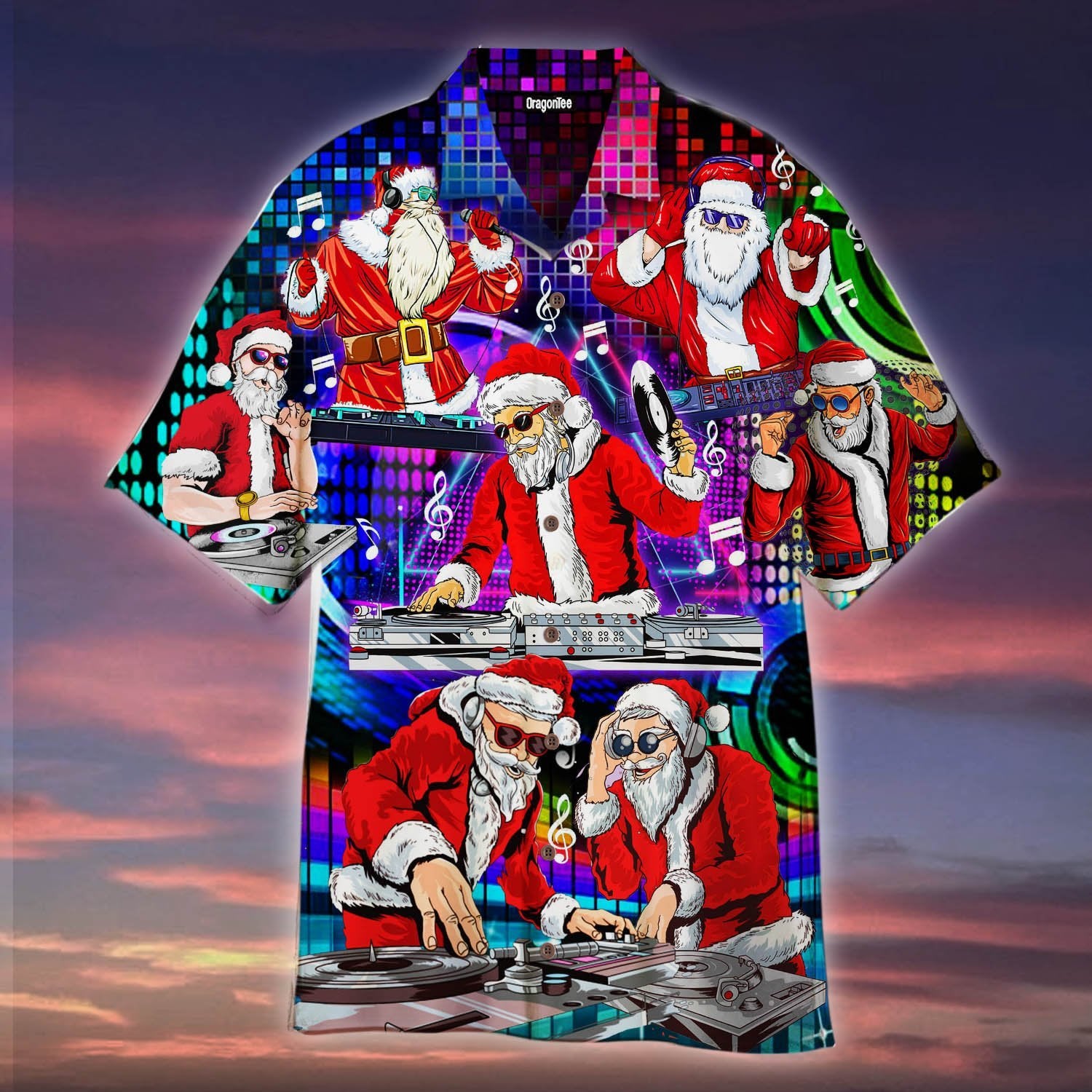 OragonTee Christmas Santa DJ Disc Jockey Hawaiian Shirt | For Men & Women | Adult | HW4925