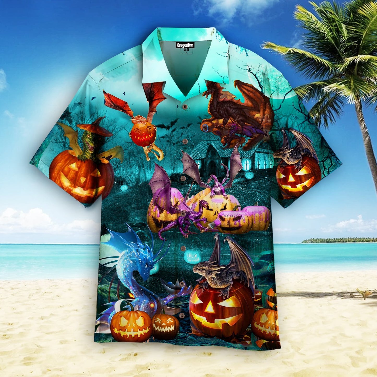 OragonTee Dragon Are Playing On Halloween Day Hawaiian Shirt | For Men & Women | Adult | HW4942