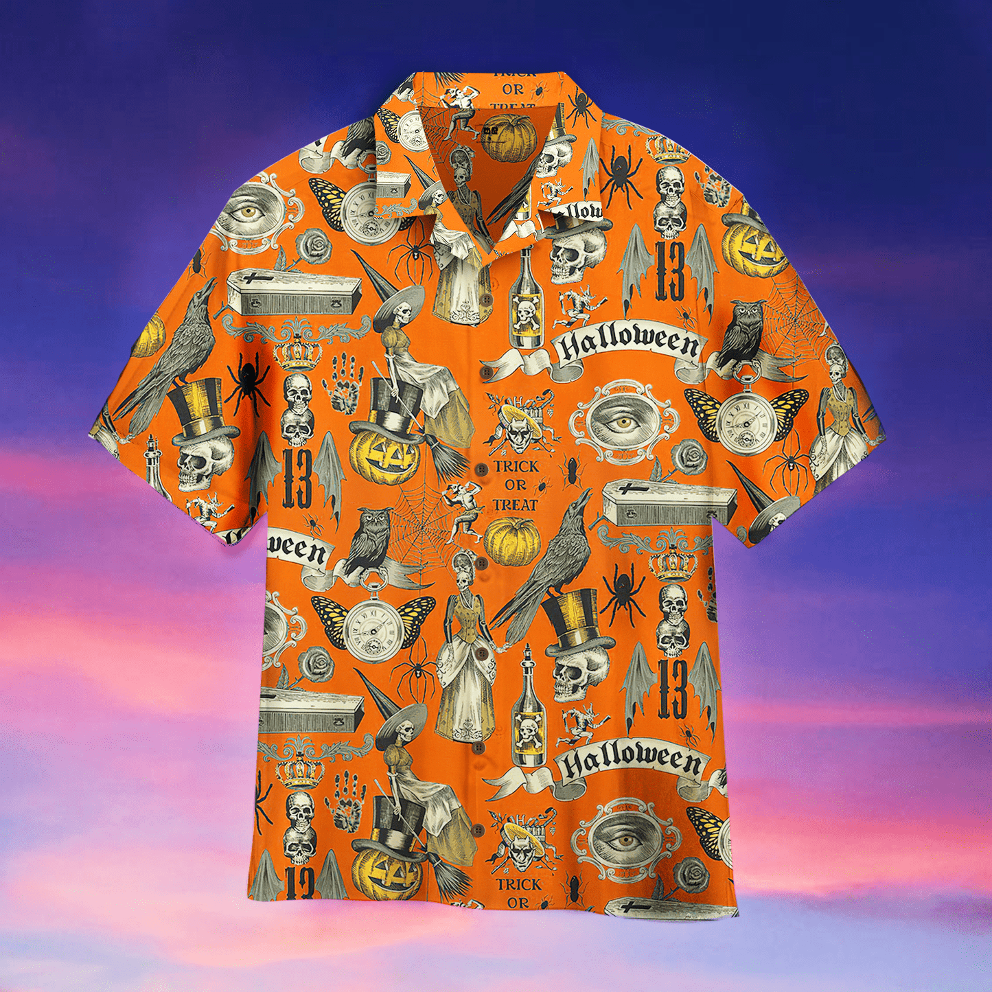 Halloween Vintage Witch Hawaiian Aloha Shirts #VI