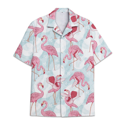 Hawaiian Shirt Tropical Flower And Leaf Combined With Flamingo Shirt