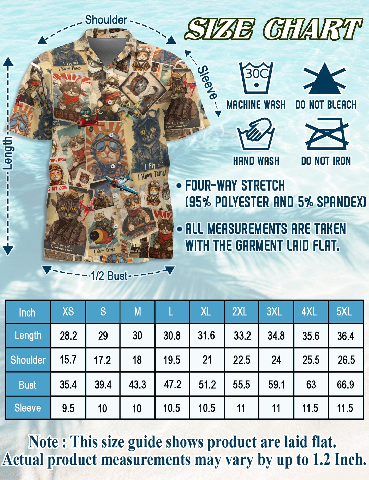 Retro Pilot Cat Hawaiian Shirt for Men, Button Down Aloha Shirt - Azhawaiian