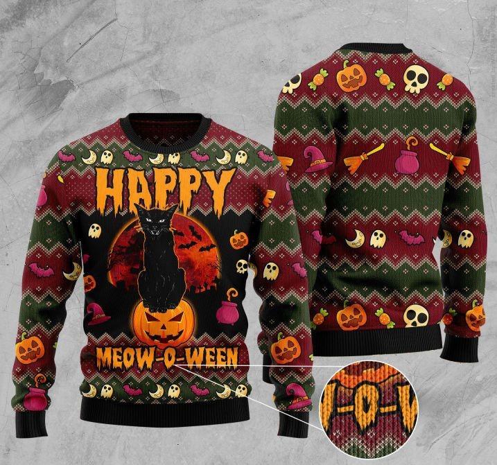 Halloween Happy Cat Ugly Christmas Sweater 