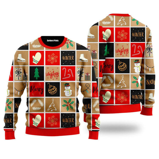 Happy Winter Merry Christmas Pattern Ugly Christmas Sweater 