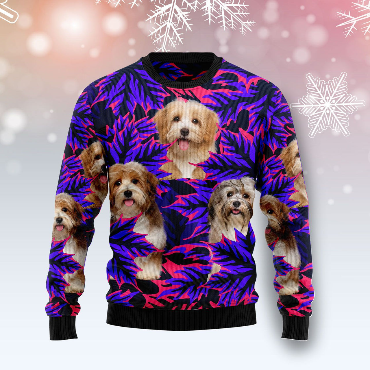 Havanese Leaves Ugly Christmas Sweater 