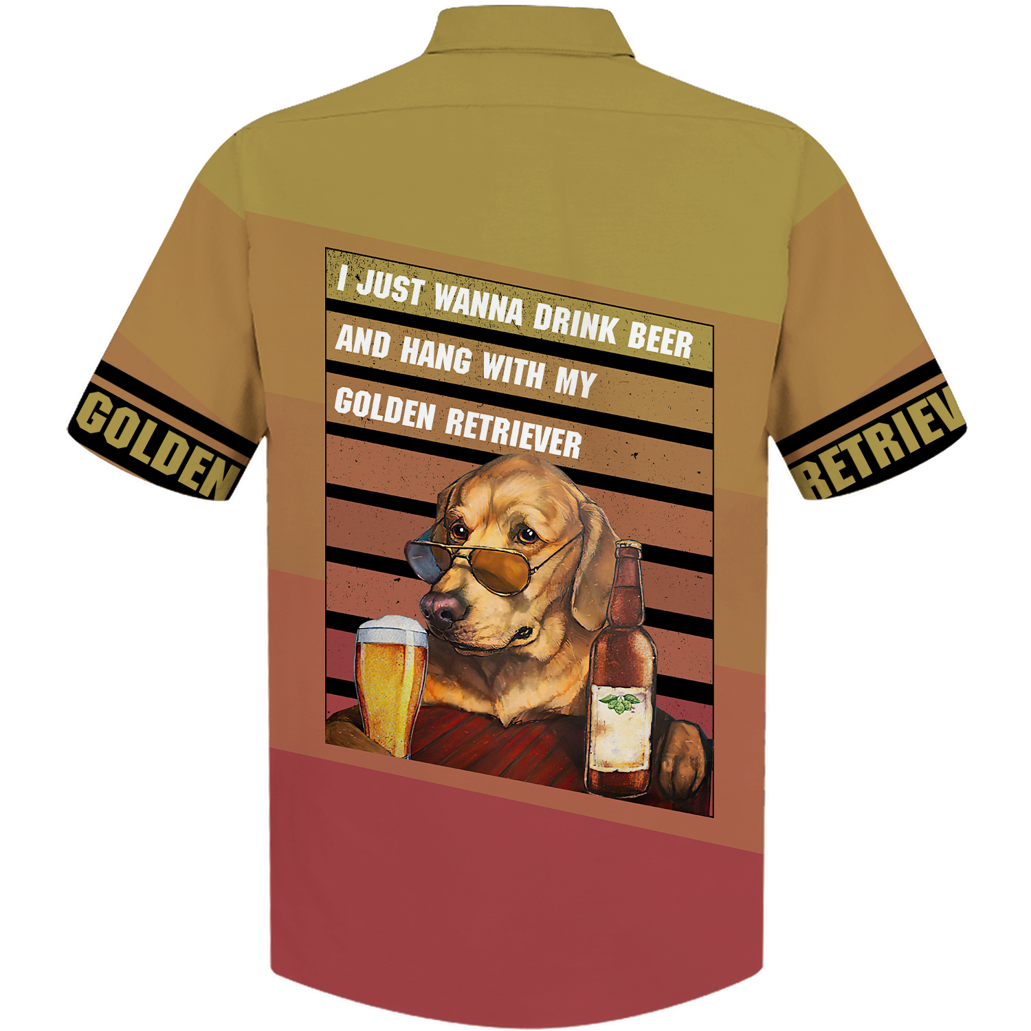 America - Beer & Golden Retriever Style Hawaii Shirt Hawaiian Shirt