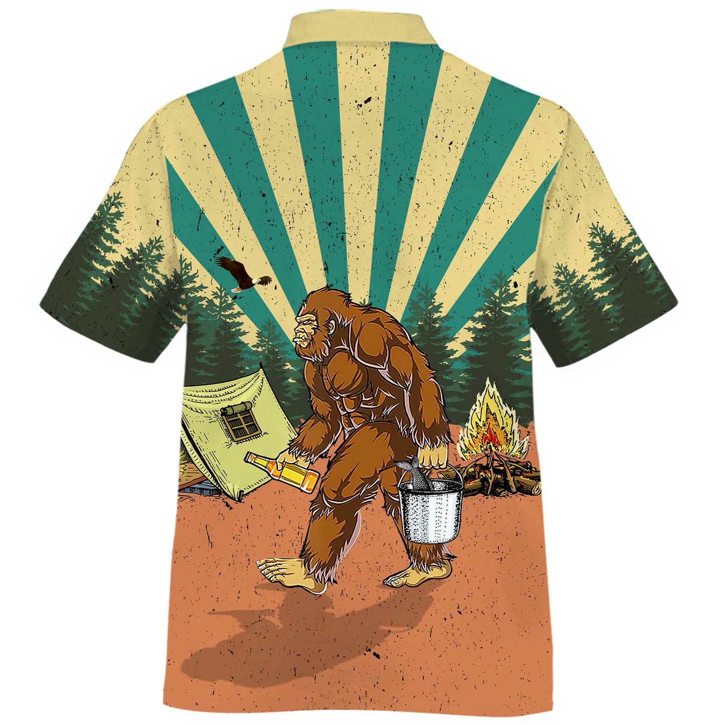 America Familleus - Bigfoot Go To Camping 2 Style Hawaii Shirt Short Hawaiian Shirt