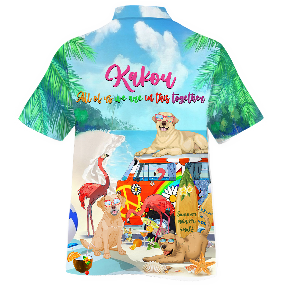 Labrador Retriever And Flamingo Hawaiian Shirt