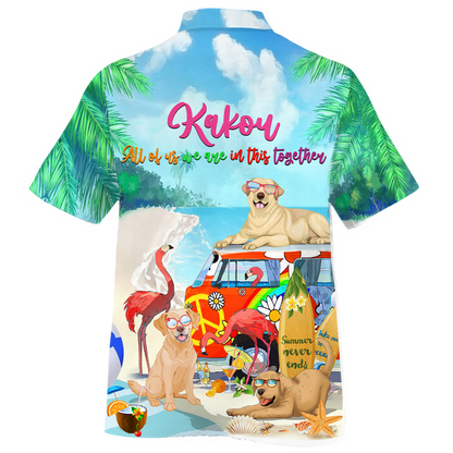 Labrador Retriever And Flamingo Hawaiian Shirt