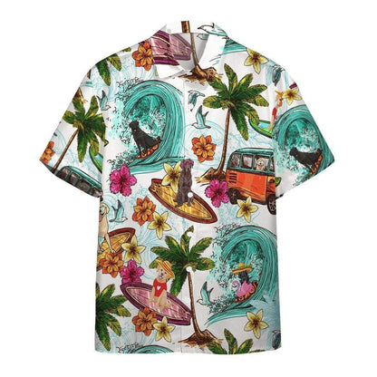 Labrador Retriever Surfing Summer Hawaiian Shirts Swim Trunks Beach Shorts #VI