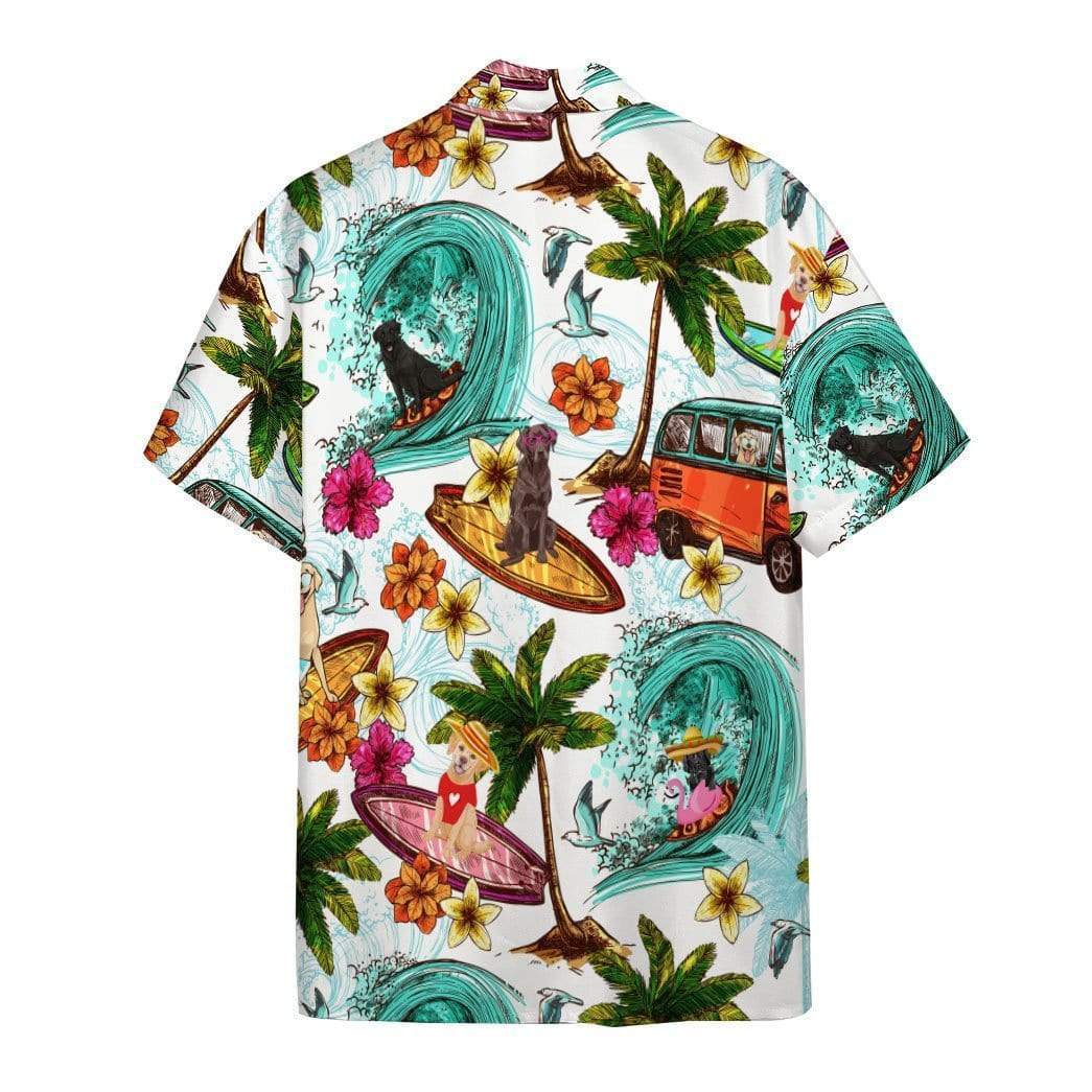 Labrador Retriever Surfing Summer Hawaiian Shirts Swim Trunks Beach Shorts #VI