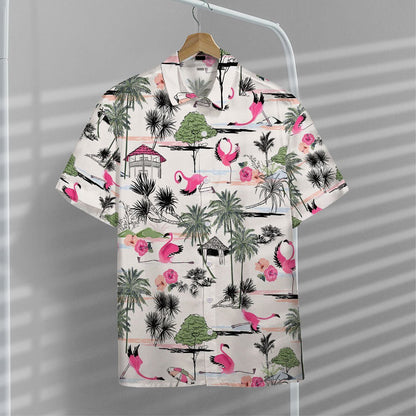 Flamingo Yoga 3D All Over Printed Hawaiian Shirt | Unique Beach