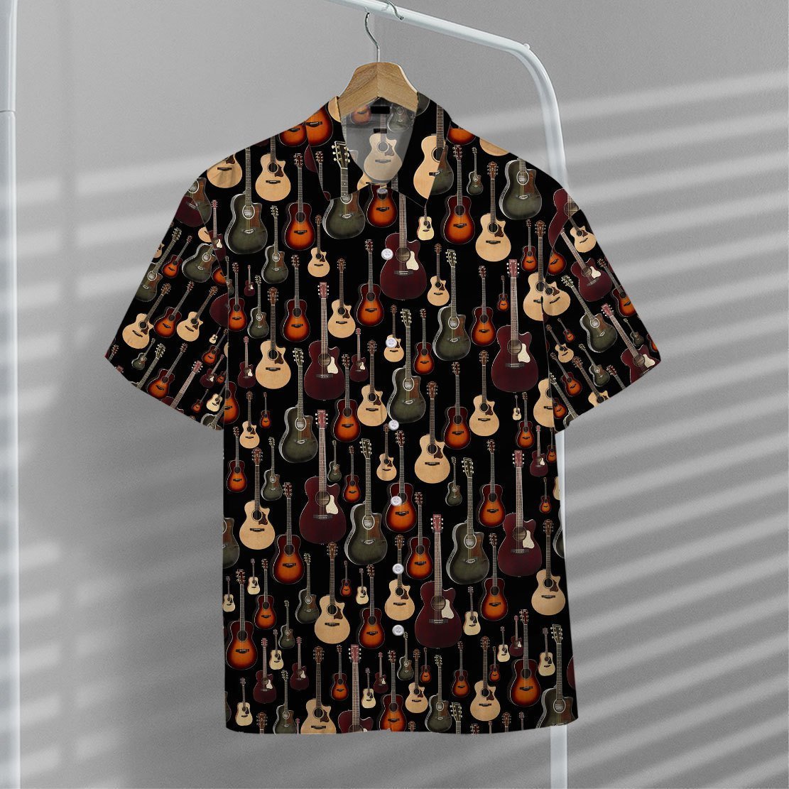 Acoustic Guitar 3D All Over Printed Hawaiian Shirt | Unique Beach