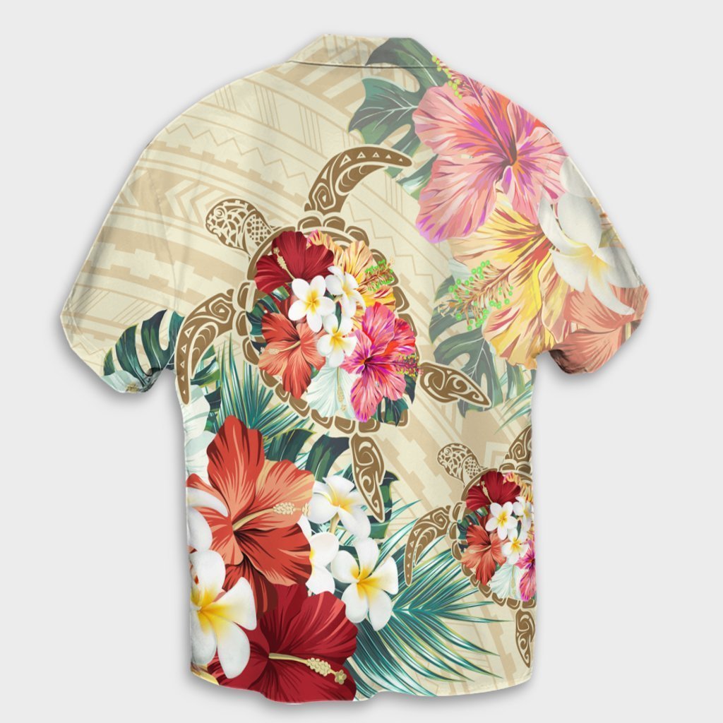 Hawaii Floral Turtle Hawaiian Shirt - Beige - AH