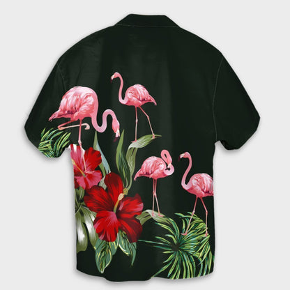 Hawaii Hibiscus Flamingo Hawaiian Shirt - AH