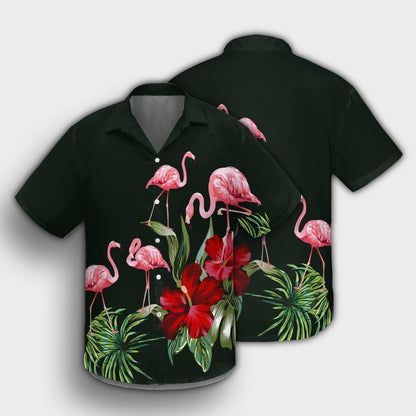 Hawaii Hibiscus Flamingo Hawaiian Shirt - AH