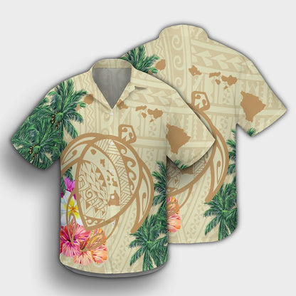 Hawaii Kanaka Maoli Polynesian Flowers Turtle Hawaiian Shirt- AH