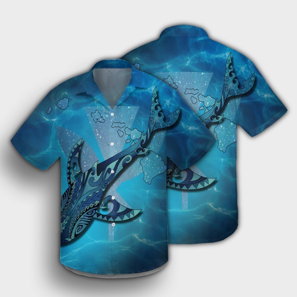 Hawaii Map Kanaka Galaxy Shark Hawaiian Shirt - AH