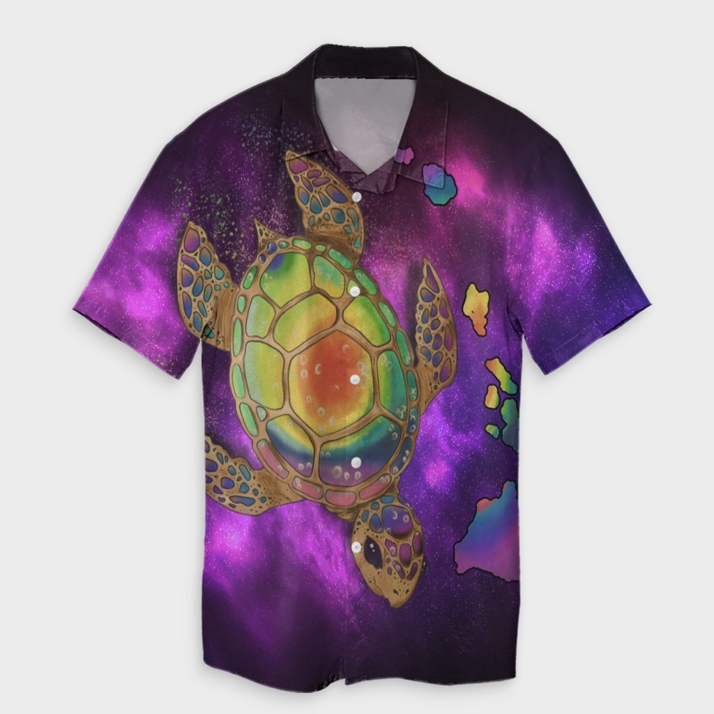 Hawaii Map Turtle Galaxy Hawaiian Shirt - AH - Purple