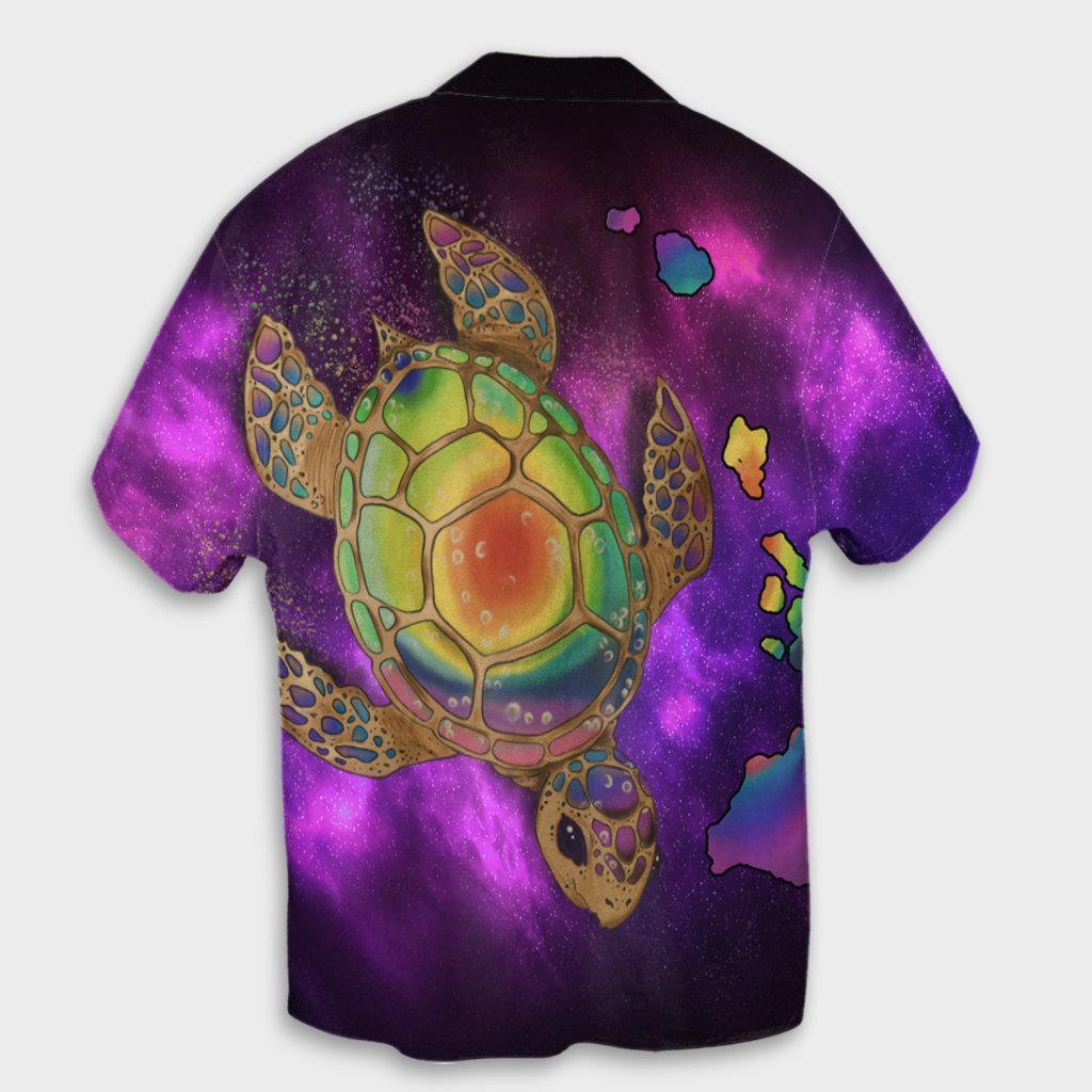 Hawaii Map Turtle Galaxy Hawaiian Shirt - AH - Purple