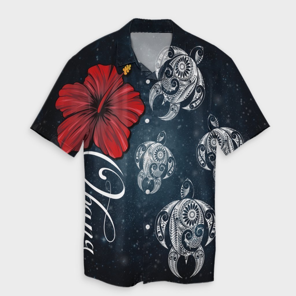 Hawaii Ohana Turtle Hibiscus Galaxy Hawaiian Shirt - AH