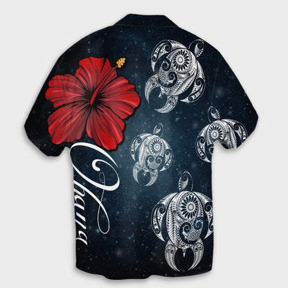 Hawaii Ohana Turtle Hibiscus Galaxy Hawaiian Shirt - AH