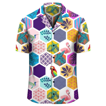 Hawaii Parrot Toucans Hummingbird Flamingo tropical Leaves Hawaiian Shirt