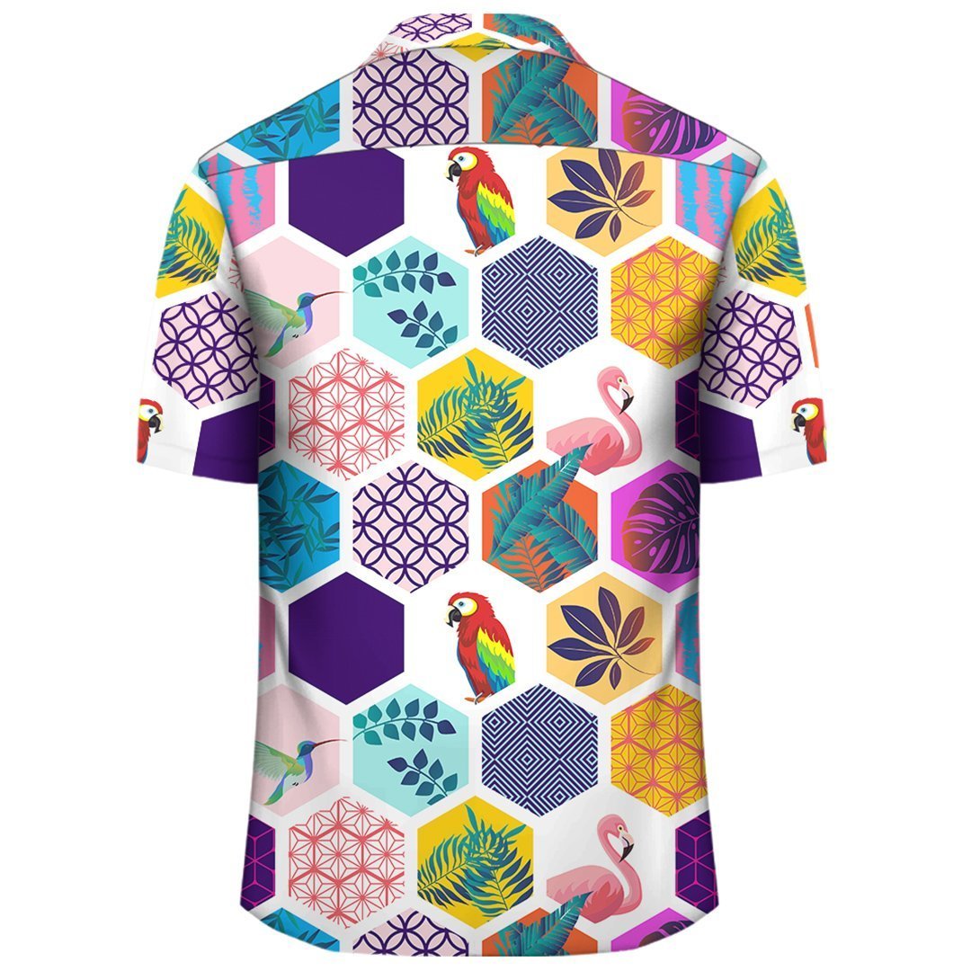 Hawaii Parrot Toucans Hummingbird Flamingo tropical Leaves Hawaiian Shirt