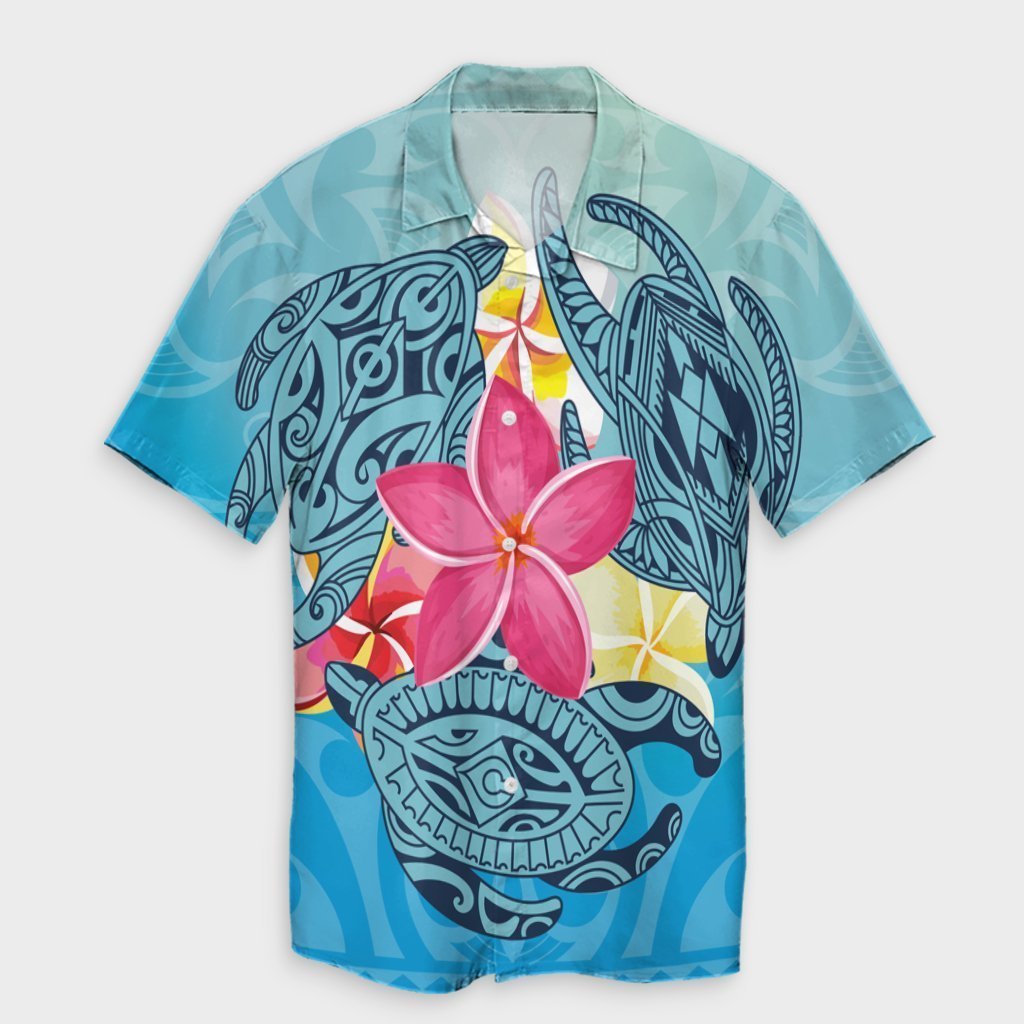 Hawaii Plumeria Deep Sea Circle Turtle Hawaiian Shirt - AH