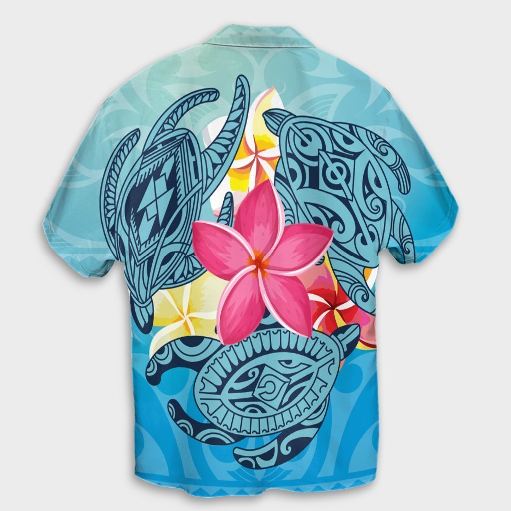 Hawaii Plumeria Deep Sea Circle Turtle Hawaiian Shirt - AH