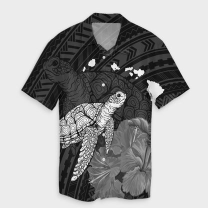 Hawaii Polynesian Hibiscus Turtle Map Hawaiian Shirt - AH