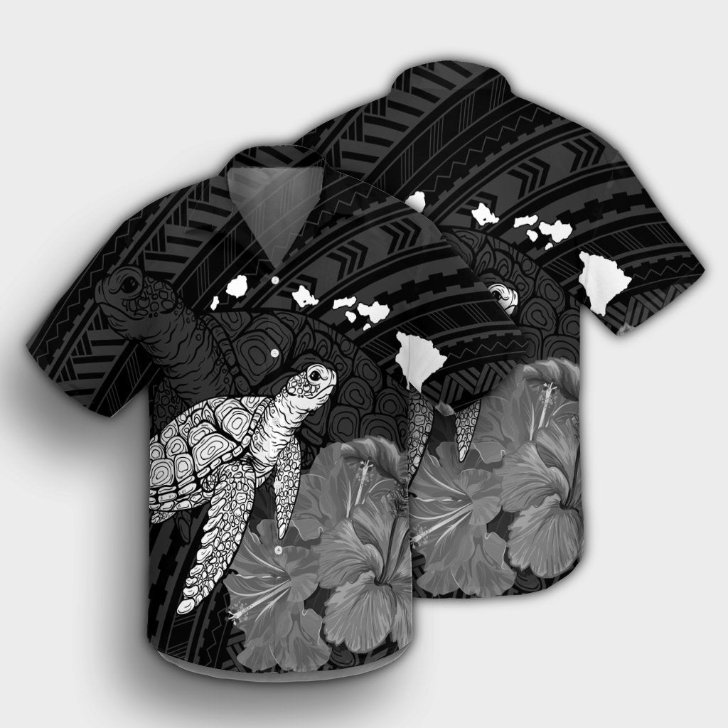 Hawaii Polynesian Hibiscus Turtle Map Hawaiian Shirt - AH